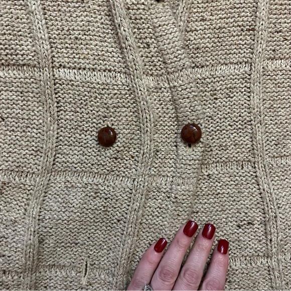 VNTG Marisa Christina Double Breasted Chunky Knit Silk Wool Cardigan Women’s L - Picture 5 of 10